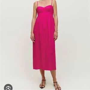 Reformation Hot Pink Spaghetti-Strap Midi Dress